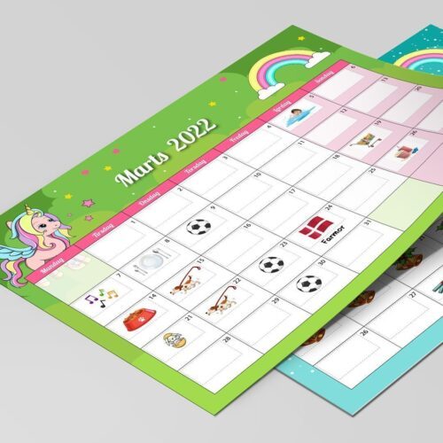 Kalender til børn - Enhjørninger