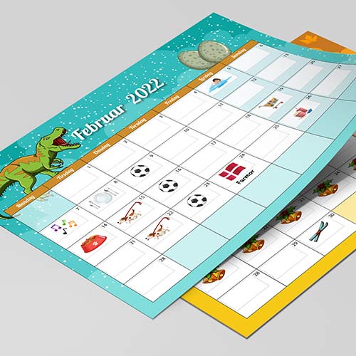 Kalender til børn med dinosaurer