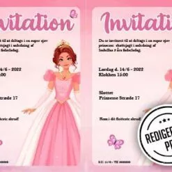 Prinsesse fødselsdag invitation